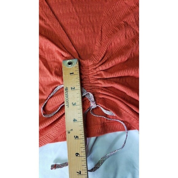 Anthropologie Sabrina Cinched Top Long Sleeve Shirred (Size M) Burnt Orange - Picture 14 of 16